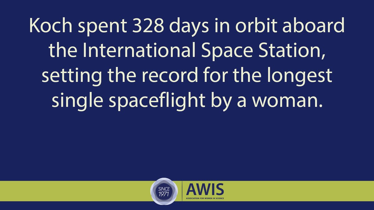 AWISNational's tweet image. Astronaut Christina Koch: 
⭐ longest single spaceflight by a woman
⭐ six spacewalks, including the first three all women spacewalks
⭐ first woman to leave low Earth orbit and to travel near the Moon
awis.org/historical-wom…
#Artemis #WomenInScience #Amazing @NASA @NASAArtemis
