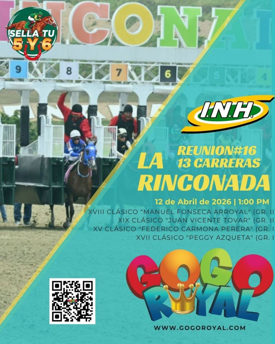 🏇LA PREVIA HÍPICA #347 DOMINGO 12/04/26🏇
XVII CLASICO MANUEL FONSECA ARROYAL (G III)
TERCERA CARRERA DIST 1.600 MTS
HORA: 01:50 PM.
PORCENTAJE DE PARIDAD: 77%.
TIEMPO ESTIMADO: 98.
PIZARRA PROBABLE: 6-4-3.
#6 STAR OF GOD.
#4 GRAND GALA.
#3 FAROLERA.