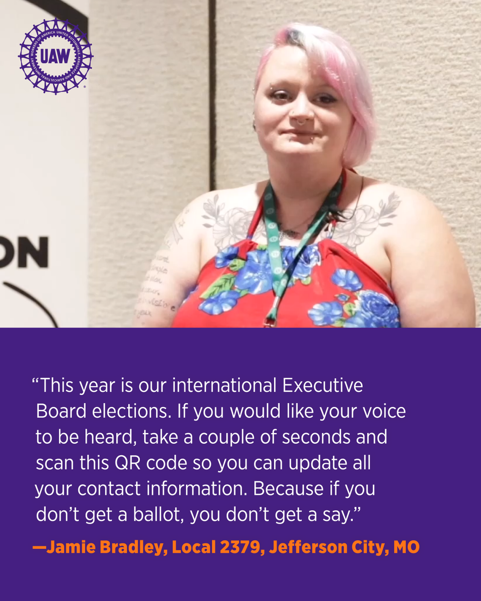 UAW's tweet photo. UAW members — Your voice matters!

Update or confirm your contact information at https://t.co/uSPFbDjVrf to ensure you receive a ballot in the 2026 UAW International Officer Election and get the latest news and updates from the UAW. https://t.co/DraAJoXAwF