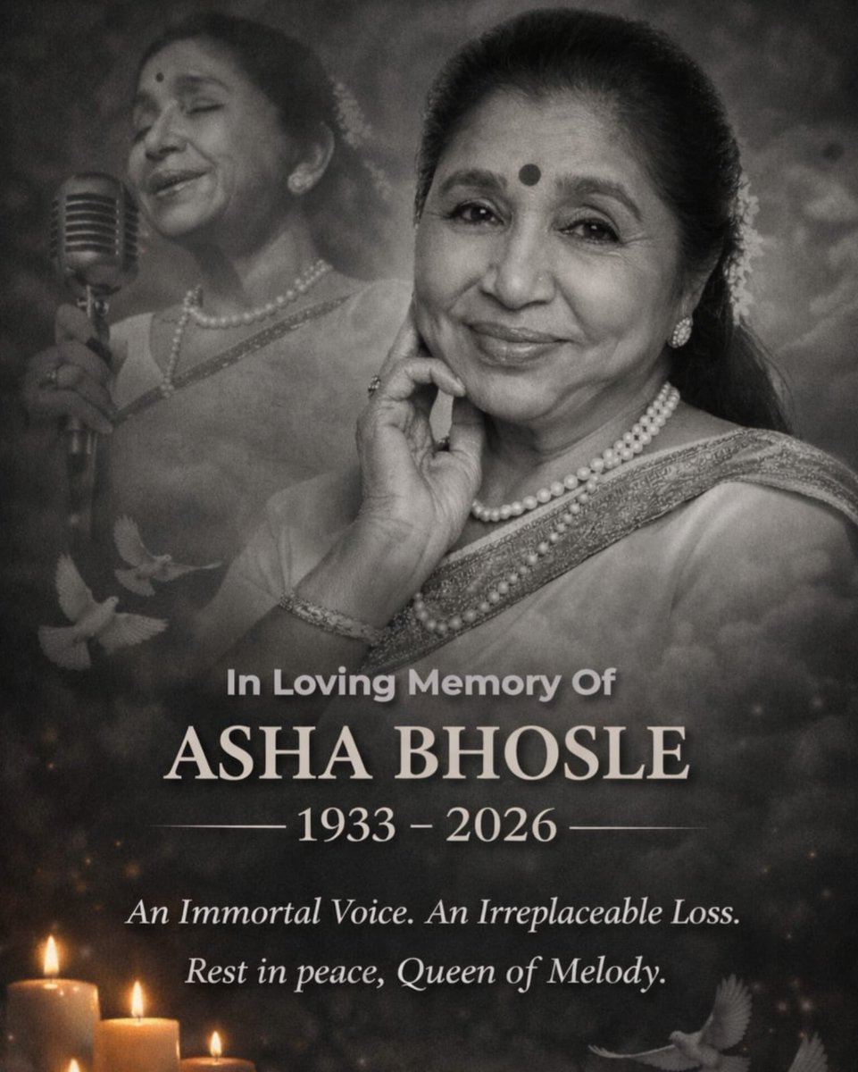 immancomposer's tweet image. Deeply saddened by the passing of the legendary Asha Bhosle ji.

A voice that defined generations… a melody that will live forever. 🎶

Her songs will continue to echo in our hearts for eternity.
May her noble soul rest in peace. 

— D Imman
#AshaBhosle #RIP #Legend #IndianMusic