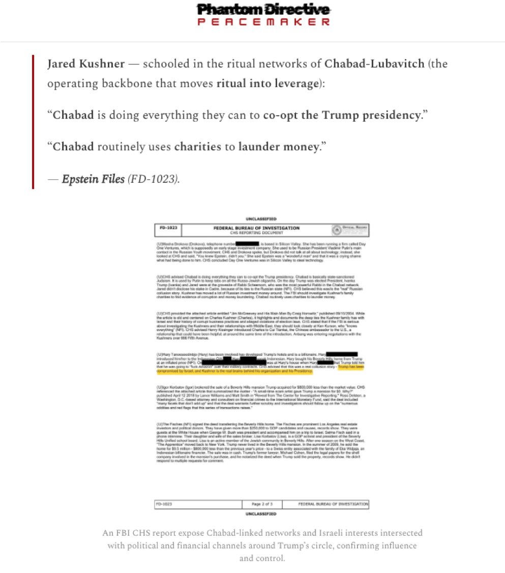 <a href="/Jane_Doe82/">Brunette Bohemian</a> Well Jared Kushner’s control of Trump involves the Rothschild, Epstein Network, Alan Dershowitz plus many other things that I can’t really say it to a 5 yrs old…

You can read the full report here though:

(phantompain1984.substack.com/p/kushner-porn…)