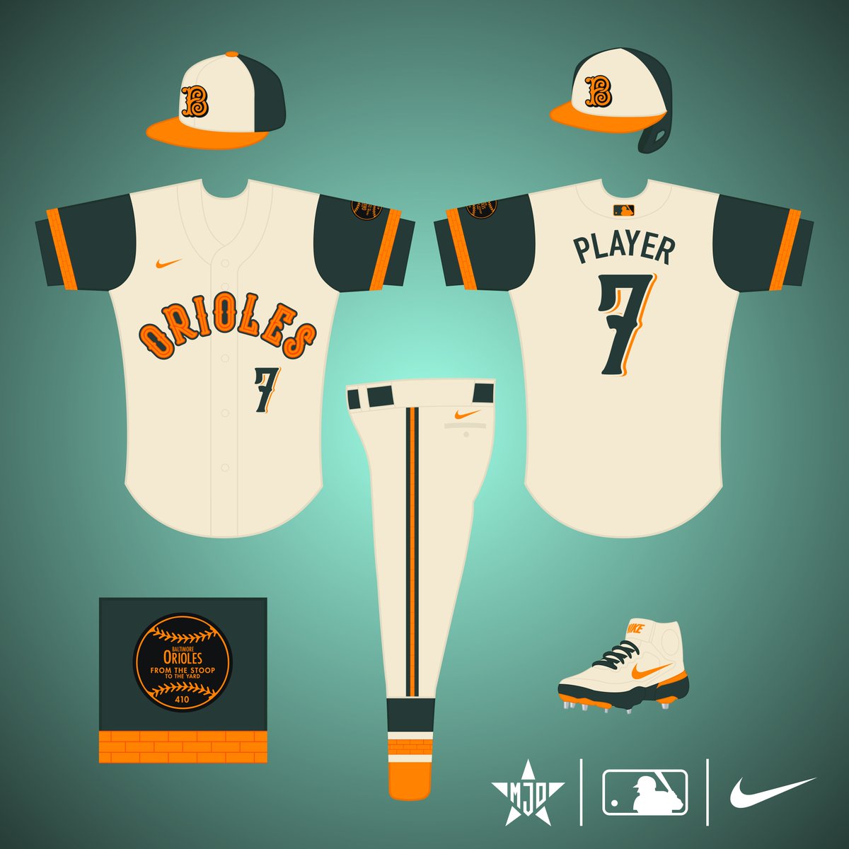 MJD7Design's tweet image. Baltimore Orioles City Connect 2.0:
I think the O's new City Connect is a tremendous upgrade over their first, probably my favorite design of this year. The only thing I don't like is the "BMORE" wordmark, so I created an "Orioles" one inspired by the top of their scoreboard.