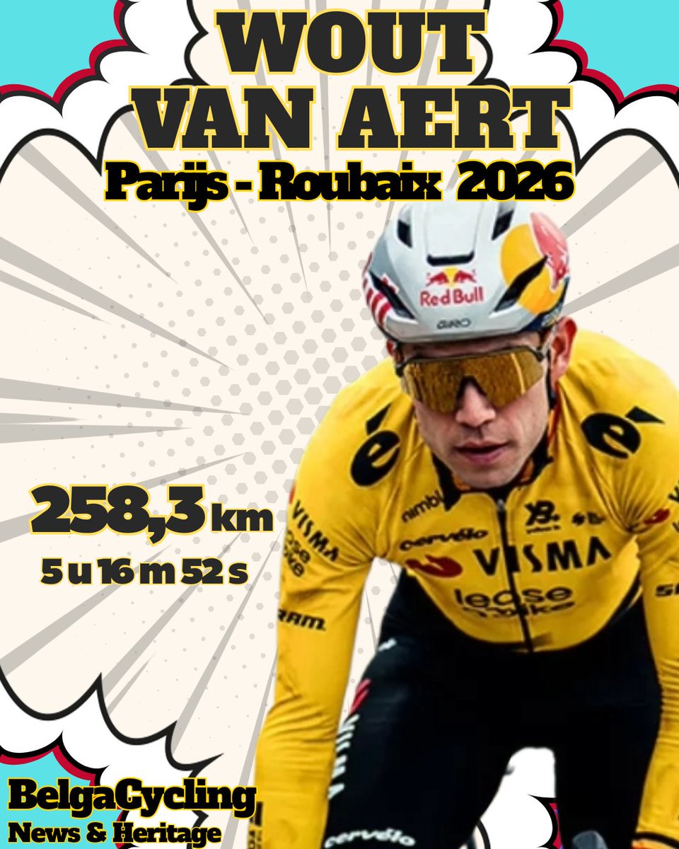 BelgaCycling's tweet photo. #WoutVanAert #parisroubaix2026 #Wout #Hero #BelgaCycling #WvA https://t.co/Qt7CRmMI9B