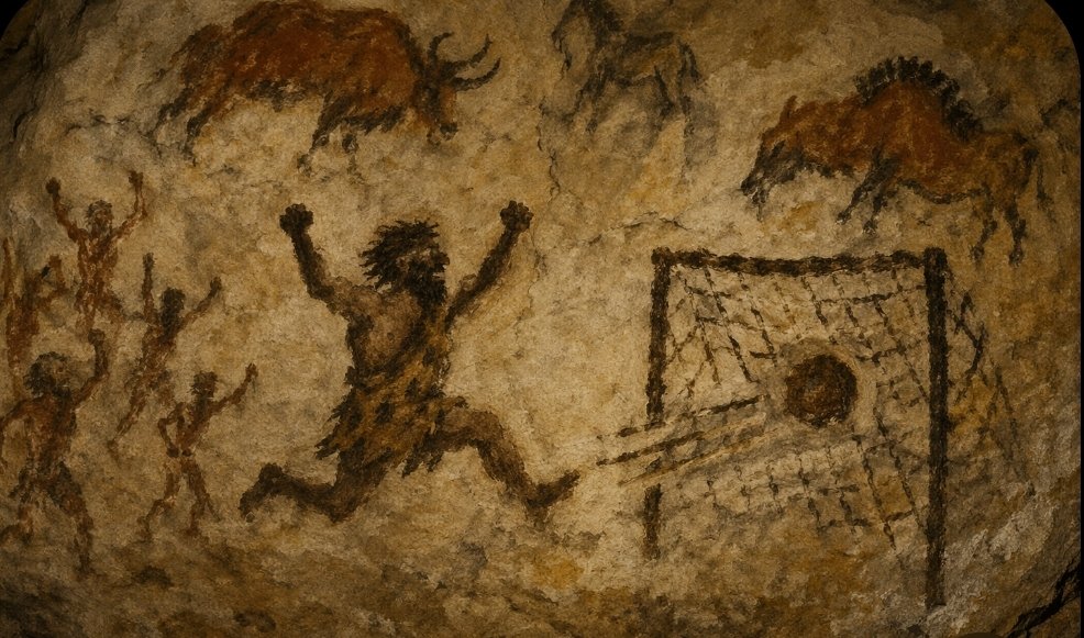 FCDsenior's tweet photo. Cette peinture des grottes de Lascaux date de – 18 000 ans avant Jésus Christ.
Elle représente la dernière fois où Louis a mit un triplé. https://t.co/XGmbocZ3dH