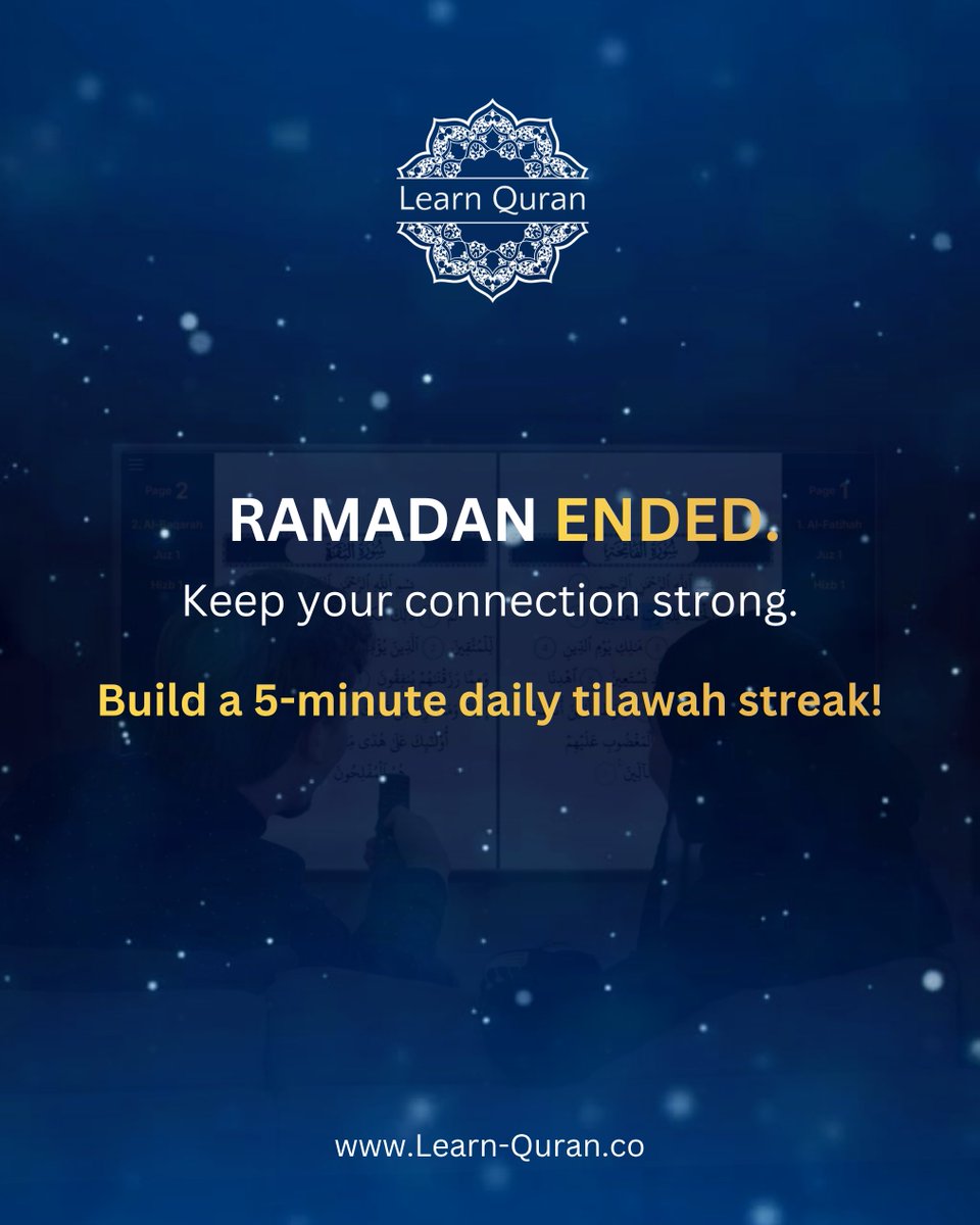 LearnQuranApp's tweet photo. Ramadan ended.

Don’t let your tilawah end too.

Start 5 minutes a day, make it easy on your TV 📺  
Quran Mushaf on Smart TV

https://t.co/3hkaFMYg3F

#Tilawah #Quran https://t.co/RBg7VONOiJ