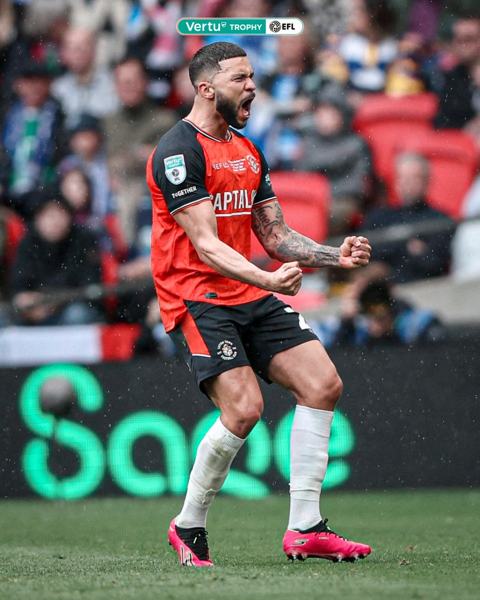 BernewsSports's tweet image. #Bermuda's Nahki Wells scored twice, and was named Man of the Match, as his Luton Town team won the EFL Trophy today at Wembley Stadium! Photo via EFL