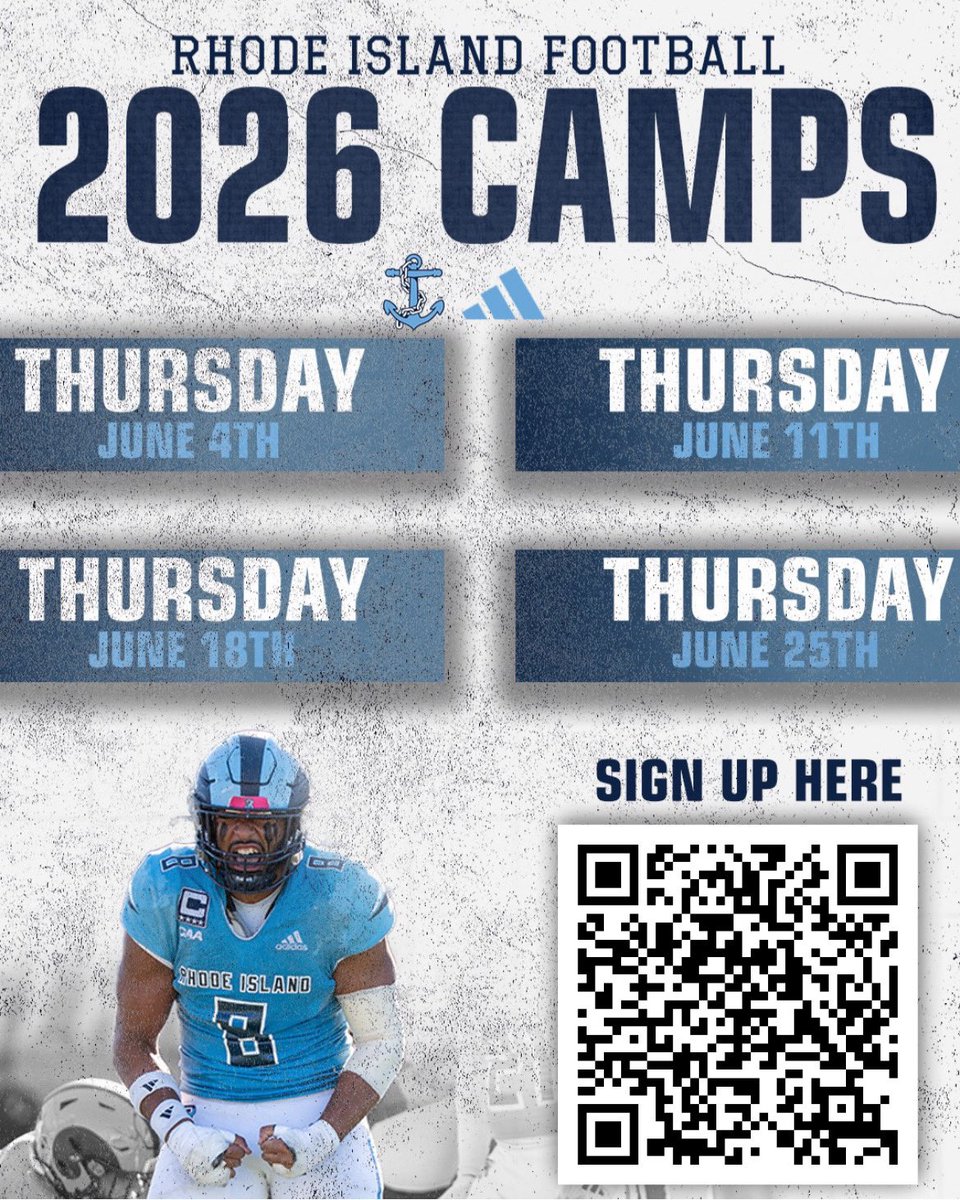 CoachP401's tweet image. Sign up for URI’s Prospect Camp is live!

Get the chance to increase your recruiting stock and potentially become a URI football player!

Sign up today!
#3MOREFEET #URIFOOTBALL #URI