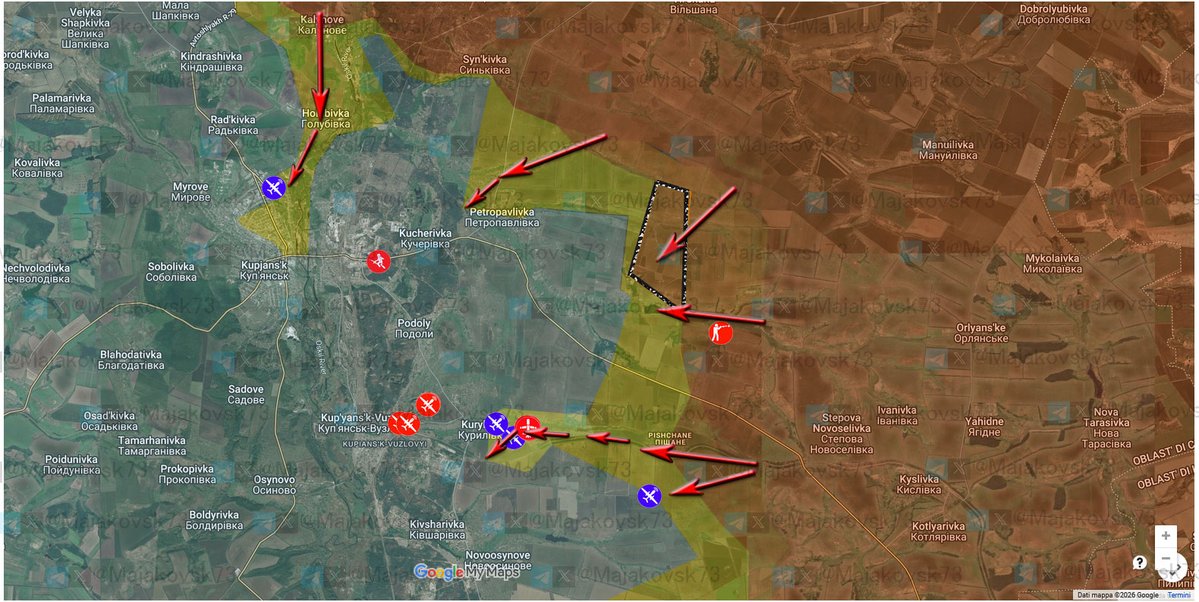 Majakovsk73's tweet image. 1\#Ucraina Fronte di Kupyansk: Russi consolidano ancora zona a nord di Pischane. Ultimamente linee si sono molto accorciate in questa zona, il che spiega anche infiltrazioni profonde dei mesi scorsi