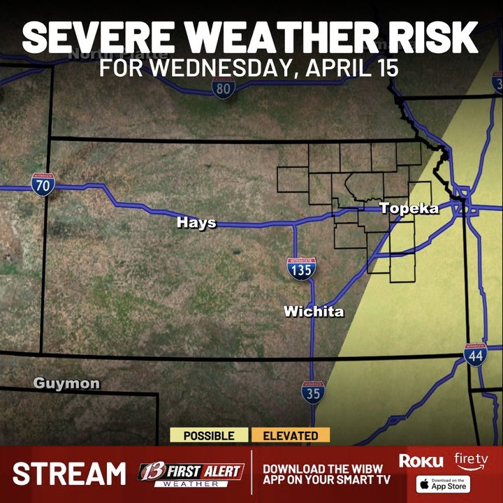 mitchellkeyeswx's tweet image. FIRST ALERT: Multiple Days With Severe Weather Risk This Week⛈️

@wibw 

#severe #storms #kansas #weather #kswx