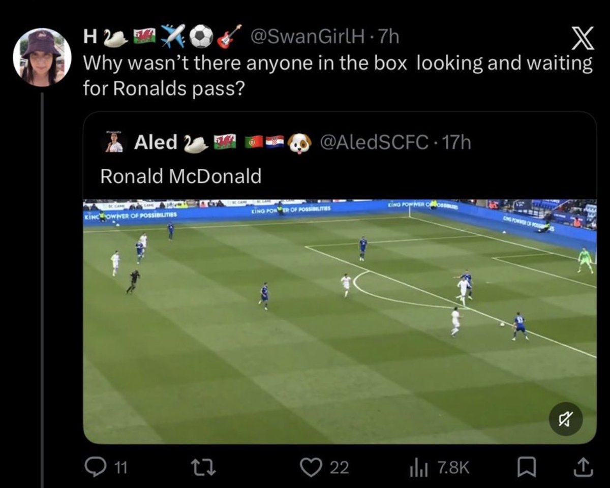 Imagine blaming other players for Ronald’s awful pass. Aluko of the Swansea City fanbase. What a ridiculous take