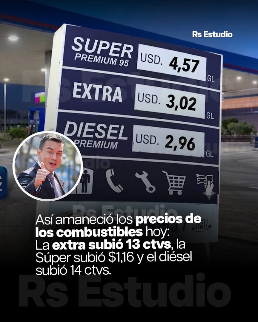 ¡ Así amanece #Ecuador hoy con los nuevos precios de los combustibles! 🤬🤬
Cuando tuvimos un gobierno popular y responsable, con <a href="/MashiRafael/">Rafael Correa</a> , el valor de la gasolina SÚPER era $2,00 , la EXTRA costaba $1,50 y el DIÉSEL  $1,00 …😳, precios que se mantuvieron durante DIEZ AÑOS