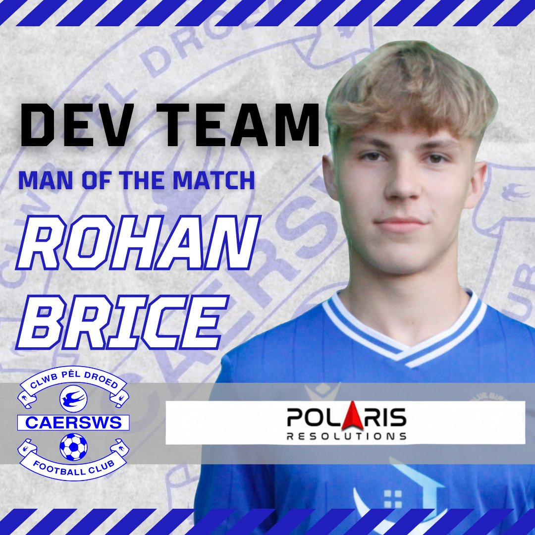 caerswsfc's tweet photo. π΅βͺοΈ DEV TEAM MOTM βͺοΈπ΅
Yesterday's Dev Team Man of the Match, after a greedy and gutsy midfield performance, was Rohan Brice.
A strong performance against the potential league champions.
Well played Rohan ππ
#sws #Bluebirds #DevTeam #MOTM https://t.co/Mc15COmrJB