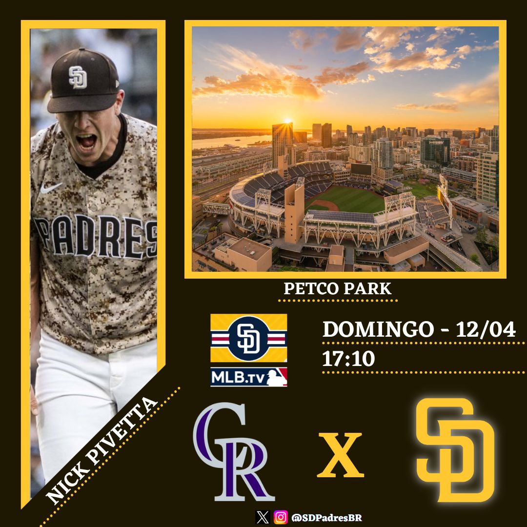 SDPadresBR's tweet photo. 🟤🟡 DIA DE SAN DIEGO PADRES 🟡🟤

Dia de camuflado! Espírito de guerra no Petco Park hoje para varrer os Rockies nessa série divisional. Vamos pra cima! 💪🪖🔥

🆚 Colorado Rockies
⚔️ Jogo 4/4
📍 San Diego, CA
⏰ 17:10 (Horário de Brasília-DF)
📺 MLB TV

#ForTheFaithful https://t.co/CvSpUm4Wvz