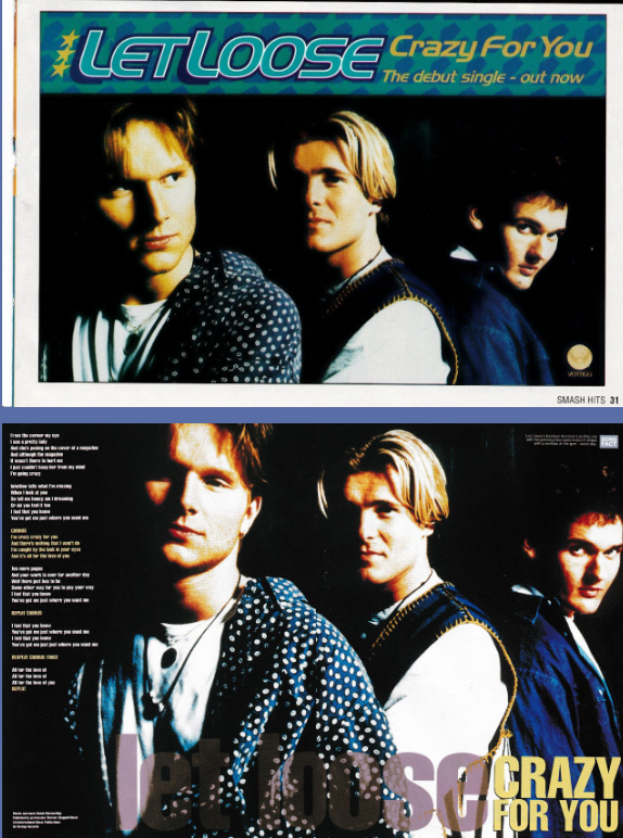 myfizzypop's tweet image. 33 yrs since #SmashHits told me #LetLoose were going to be the next big thing so I dutifully went out &amp;amp; bought their single #CrazyForYou (1st release), out in stores #onthisdayinpop in 1993. Took a year for that to come true but well worth the wait! 
onthisdayinpop.com/2023/04/let-lo…