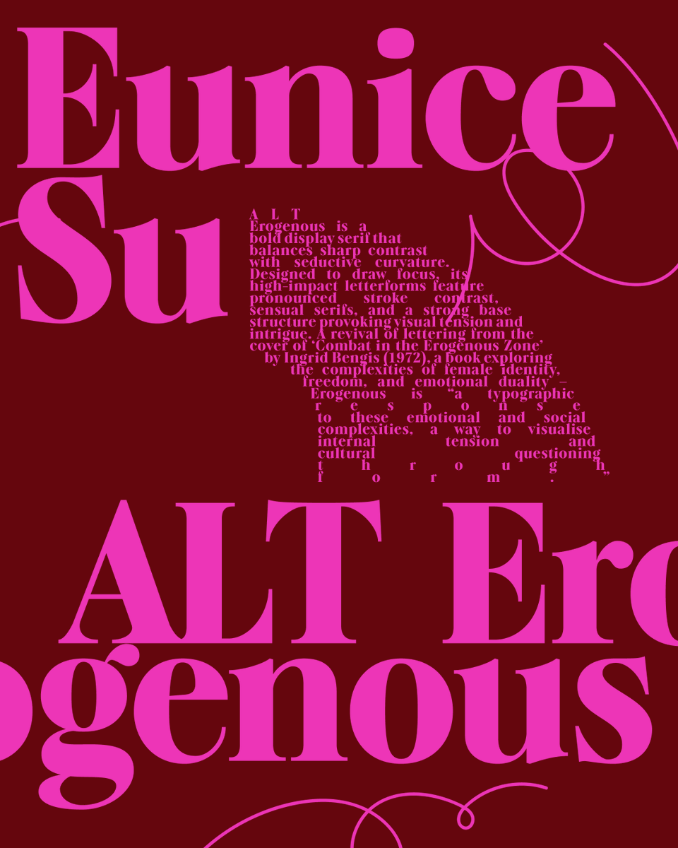 type01_'s tweet photo. Lovergirl ALT Erogenous 🩷

Typeface design: @zekutype
Released through @alt__tf

Free to trial > 
🔗 https://t.co/ndVIVjVJ18

#type01 #alttype #alttf #font #fonts #typeface #typefacedesign #graphicdesigner #graphicdesign https://t.co/4WagNF8AV4