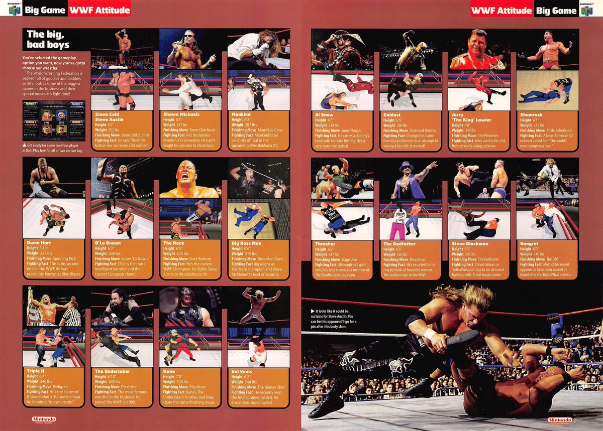 WWFWrestling1's tweet image. Nintendo Magazine feature on the WWF Attitude video game. May, 1999. 🎮 #WWF #WWE #Nintendo