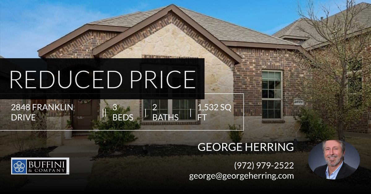 📍 Reduced Price 📍 This recently reduced home at 2848 Franklin Drive in Celina won't last long, so, don't wait to set up a showing! Reach out here or at (972) 979-2522 for more information!

George Herring
RE/MAX DFW Associates 
6... homeforsale.at/2848_FRANKLIN_…