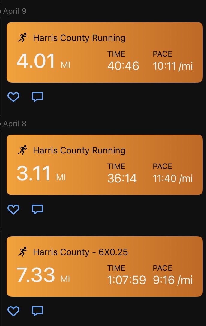 Rajulesrirama's tweet image. Good morning! Hristos a înviat !
That makes 38 miles for the week. Most of the miles were a struggle 🚌
Have a good rest of the weekend.
#run #runner #running #runchat