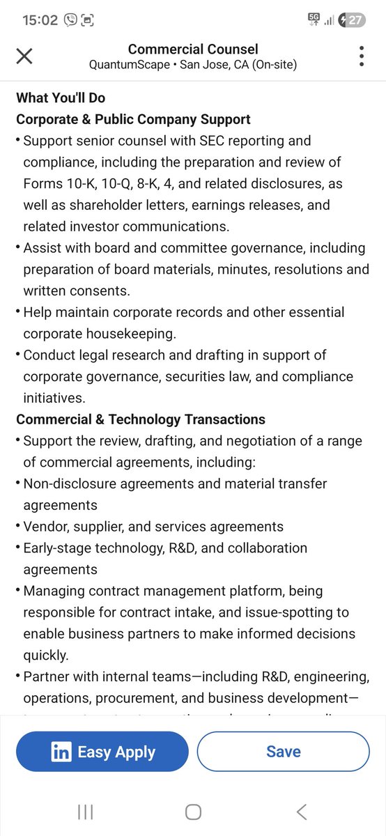 IvanHri91235556's tweet image. $QS is scaling! 🚨

@QuantumScapeCo is hiring a Commercial Counsel.

​The Signal: The focus on R&amp;amp;D, vendor, and material transfer deals shows $QS is moving from "lab research" to "supply chain reality." 🔋

​They are building the legal bridge to mass production. 📈
​#Batteries
