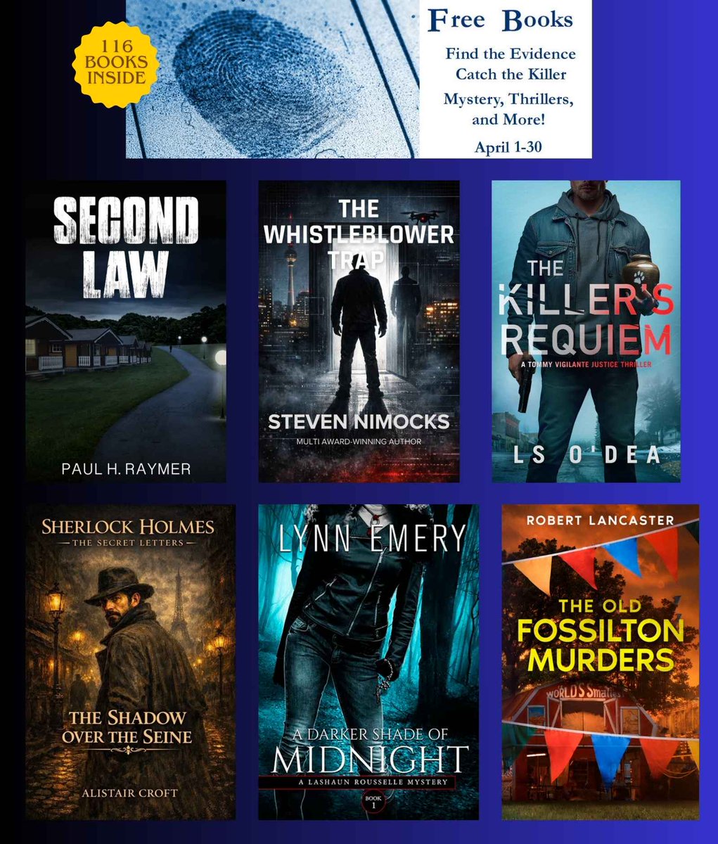 MORE FREE BOOKS!

🕵️‍♀️🔎 Twists, suspects, and late-night page-turners—Find the Evidence

📅 Apr 1–30, 2026

🔗 books.bookfunnel.com/findtheevidenc…

#Mystery #Thriller #Suspense #FreeBooks #BookFunnel