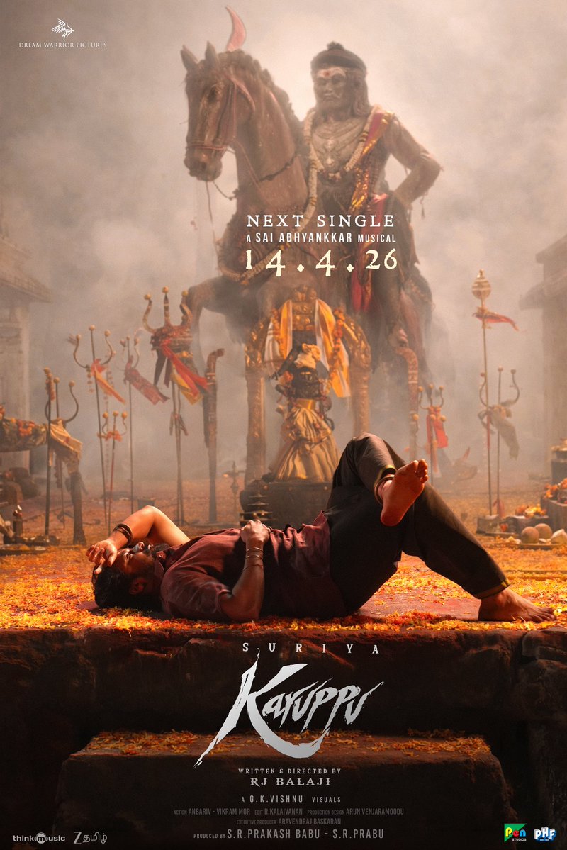 This Tamil New Year, it’s Karuppu time. 🔥🧨⚡

<a href="/Suriya_offl/">Suriya Sivakumar</a> ’s #Karuppu 3rd single is coming your way on April 14. 🖤

A <a href="/SaiAbhyankkar/">abhyankkar</a> musical 💣

A Feast by Team #RJB • <a href="/RJ_Balaji/">RJ Balaji</a> 
<a href="/trishtrashers/">Trish</a> #VikramMor <a href="/kalaivananoffl/">kalaivanan R</a> #ArunVenjaramoodu <a href="/arunn_srini/">Arunachalam Srinivasan</a> #AnuVishwa