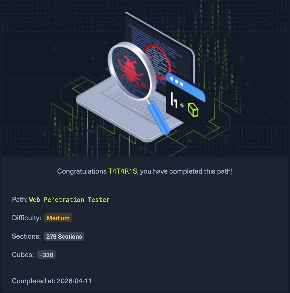 T4T4R1S's tweet image. ما كنتُ أدري بادرةَ النوى
 أنَّ الفلوسَ فرائسُ الشهاداتِ

Mission Accomplished 100 % CWES 
#CyberSecurity #PenetrationTesting #EthicalHacking #HTB #BugBounty