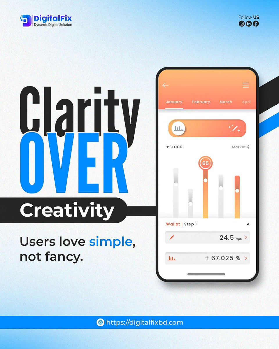 Digitalfixbd's tweet photo. Overdesigned = Overlooked.

Users don’t want fancy.
They want clarity.
Build simple. Win more.

👉 https://t.co/wErKKLO8lh https://t.co/9xaNdoRSaN