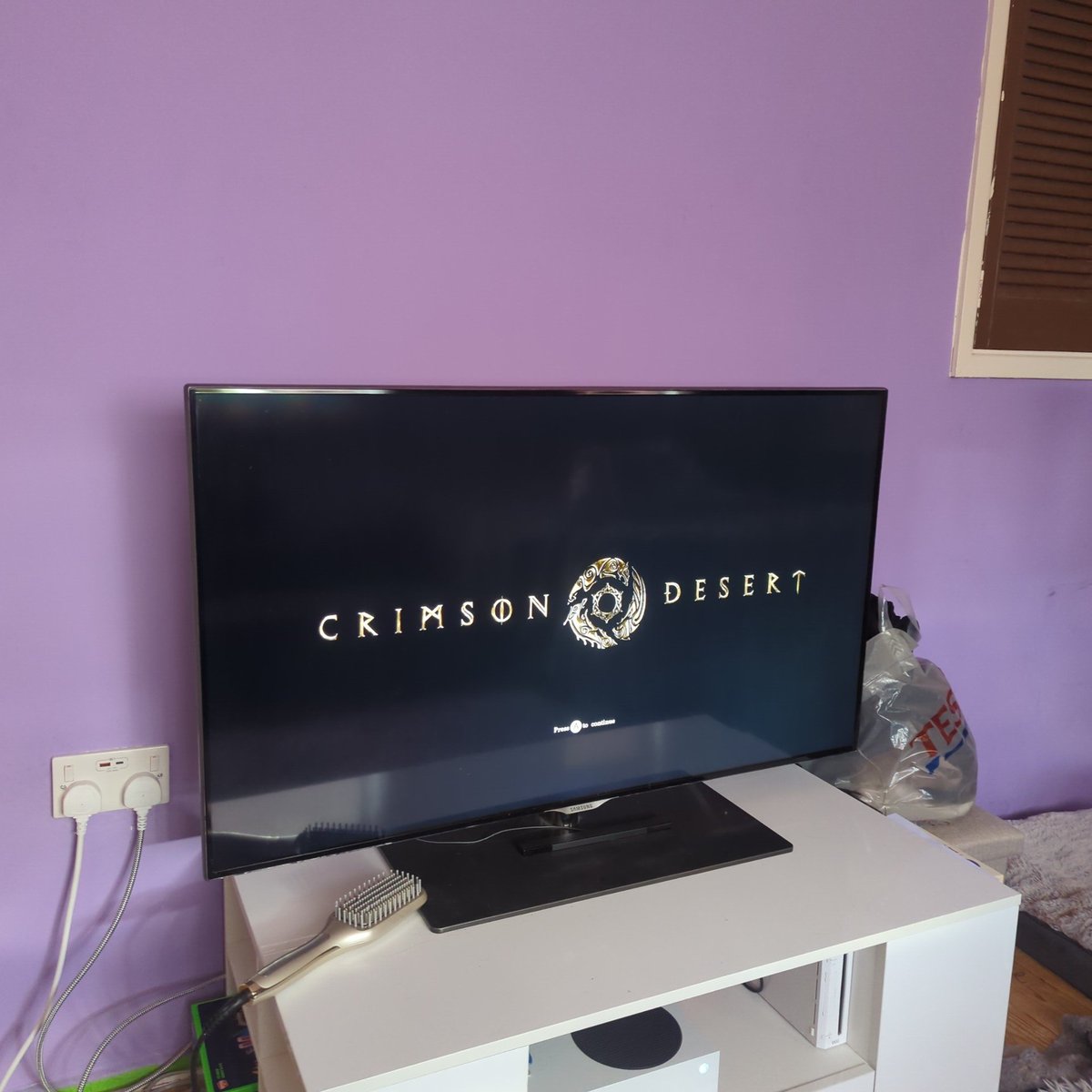 eibbatv's tweet photo. my dad has been playing #crimsondesert on Xbox the last 2 days and has literally begged me to buy it, so let's see what it's all about 😂😂 (ignore the mess plus😂) https://t.co/ZRASVgkhYc