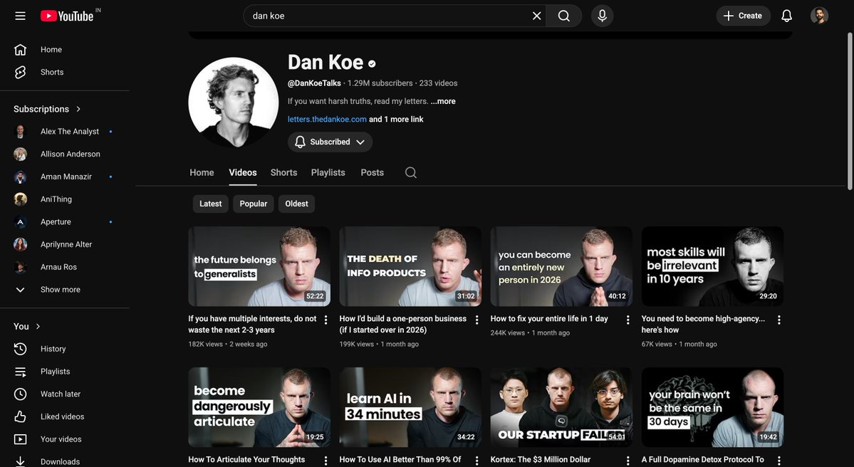 heyrimsha's tweet image. Best YouTube Channels To Learn Anything in 2026:

1. Artificial Intelligence - Two Minute Papers
2. Personal Branding - Dan Koe
3. Python Programming - Corey Schafer
4. Cloud Computing - AWS Developers
5. UI / UX Design - Jesse Showalter
6. Networking - Jeremy's IT Lab
7. Digital