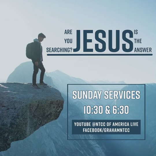 KinsonPhil's tweet image. Jesus is STILL the Answer, always was and always will be!
#SundayServices
#jesuschrist
#newtestamentchristianchurch
#grahamntcc
#Christian