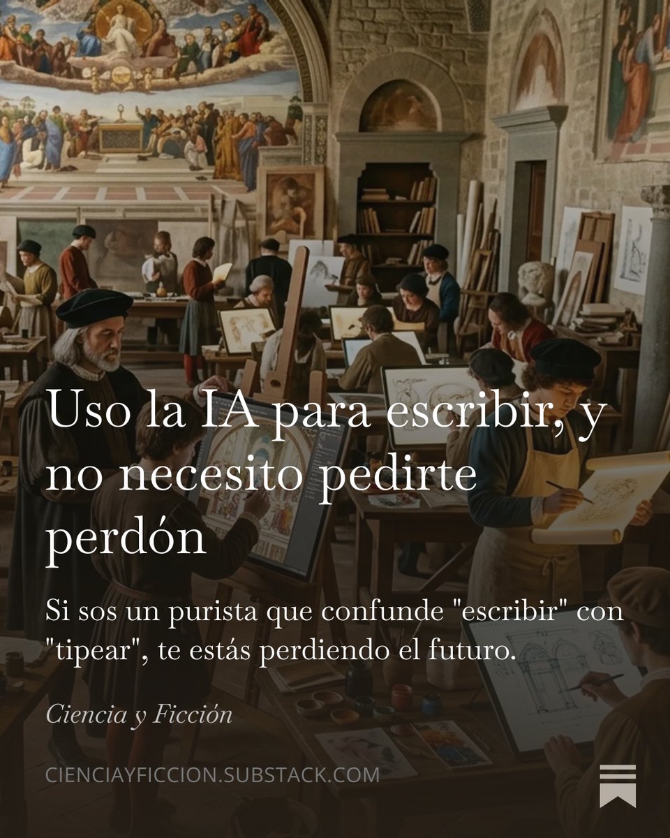 smesples's tweet photo. ¿La IA escribe mal? Sí. ¿Es la mejor herramienta que un escritor puede tener hoy? También. Si sos de los que confunden 'escribir' con 'tipear', este post te va a molestar (y mucho).

Entrá bajo tu propio riesgo: https://t.co/gb4YIk8R1e https://t.co/o5mOwoBqkJ