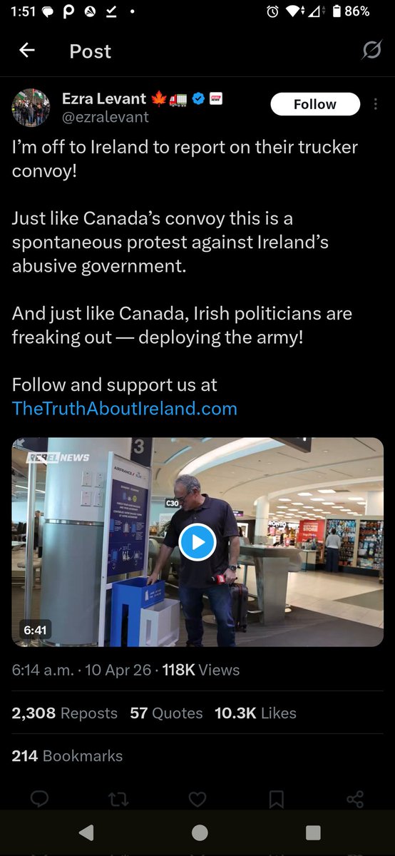PCRepair5's tweet image. Professional grifter Ezra Levant is in Ireland again to grift off another one of our protests. Time to ban him from #Ireland #FuelProtest #EzraLevant #Shekles