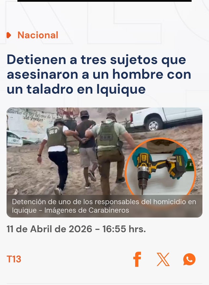 antofaopina2022's tweet photo. Alerta de locos!!!
tres hombres de 32, 45 y 49 años, todos con antecedentes penales y uno de ellos es un ciudadano extranjero con situación irregular en el país.
Le taladraron más de 30 veces.!!!! https://t.co/OK37ktQxLS