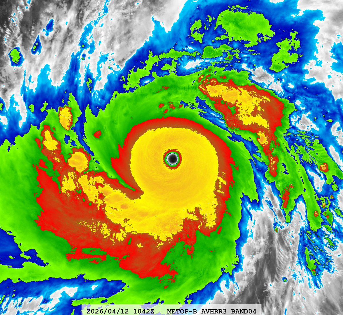 zeb199818's tweet photo. #04W Typhoon #SINLAKU
Satellite: #METOPB #AVHRR3
Channel : B04 (10.8 µm) 1.1 km
Time : 2026/04/12 1042Z
Eye Temp : 25.0876 °C
Data Source : #EUMETSAT Data Store L1B
CPA : ~220 km https://t.co/qXF0Is2UIj