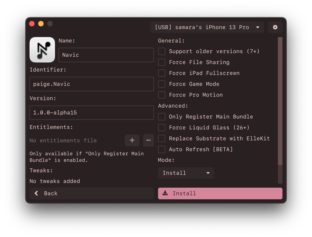 ZeeJailbreak's tweet image. Impactor

Open-source, cross-platform, and feature rich iOS sideloading application. Supporting macOS, Linux1, and Windows

github.com/CLARATION/Impa…

Features

•User friendly and clean UI.
•Supports installing SideStore and LiveContainer properly.
•Supports Linux.
•Sign and
