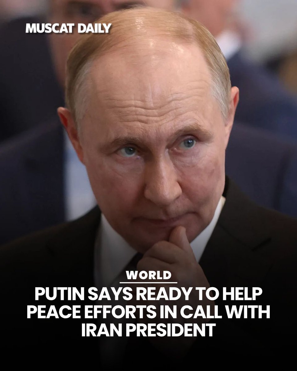 muscat_daily's tweet image. "Russia is ready to facilitate a peace settlement," stated President Putin during a call with President Pezeshkian. Both leaders discussed diplomatic solutions following the conclusion of recent talks in Islamabad.  

#MiddleEastPeace #Putin #Pezeshkian