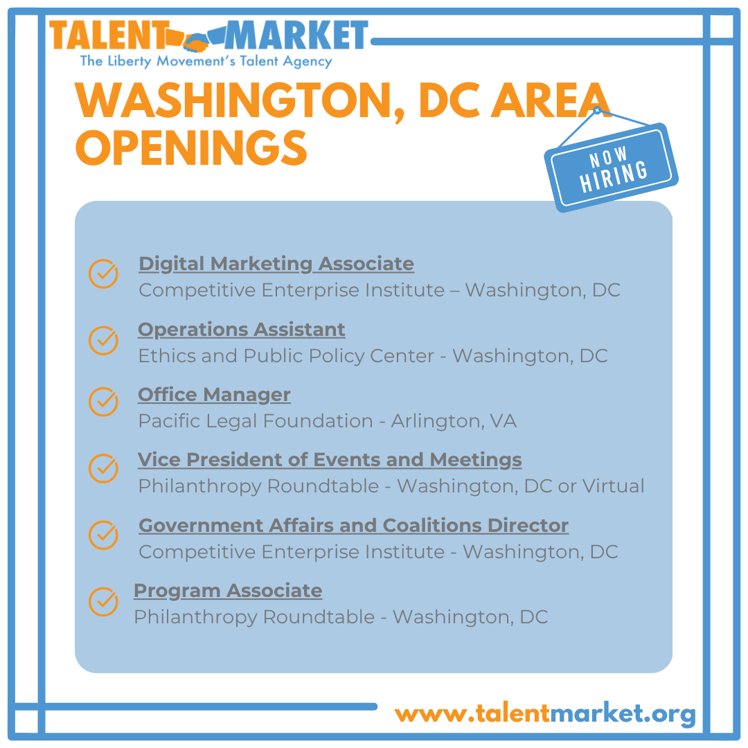 TalentMarket's tweet image. Check out some of the DC area-based roles we're currently managing!

See all the current opportunities around the DMV, and apply here: zurl.co/0q9cO 

#JobOpportunity #TalentMarketJob #TalentMarket #NonProfitJobs #LibertyJob #DMVJob