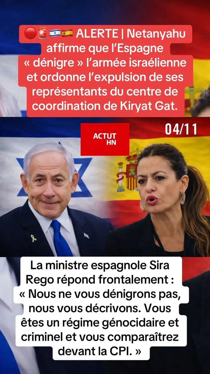PDohen's tweet image. l'Espagne 🇪🇸 met les mots sur les maux.
Netanyahu est un minable salopard qui dirige un état terroriste et génocidaire.
#FreePalestine #FreeGaza 
#IsraelTerroristState