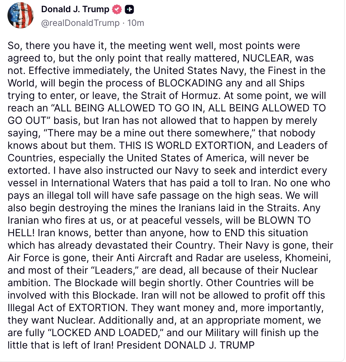 Donald J Trump Posts TruthSocial tweet media