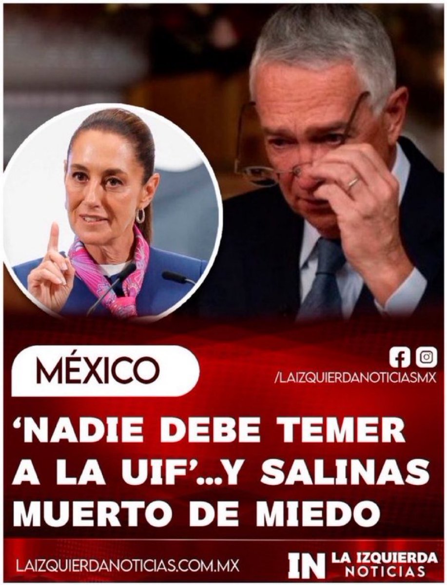 🚨 ¡EL TÍO EN PÁNICO! 
La presidenta Sheinbaum dijo que ningún empresario tiene por qué temer a la UIF, pues esta área de investigación hará solo lo que esté dentro de la ley…pero esto no es suficiente para el evasor Ricardo Salinas Pliego, transa y corrupto.

<a href="/IzqNoticiasMx/">La Izquierda Noticias México</a>