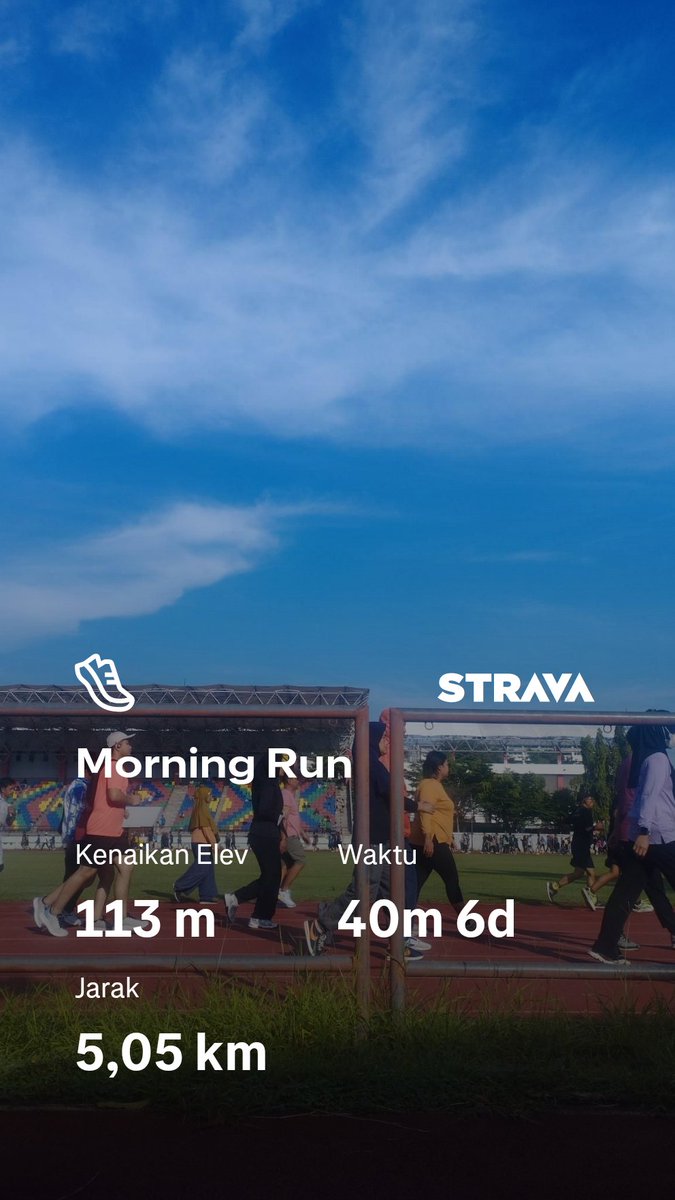 Stlah 12 hari kerja, akhirnya aku ngerasain libur, ALHAMDULILLAH yaAllah! Paginya lari duluu!! Dan ini 5km pertamaku yg full lari di taun ini, sumpah ngos-ngosan banget, km terakhir selalu pen pingsan krna kurang oksigen ke otak keknya, &amp; bikin mikir kalo baiknya jan sendirian 💃