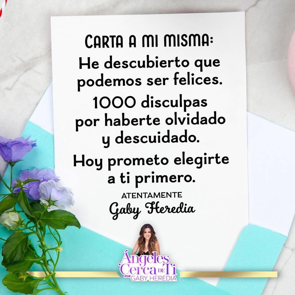 Angelcercadeti's tweet photo. CARTA A TI MISMA: 
Escribe en una hoja las palabras de la imagen y pégala en el espejo en el que te arreglas todos los días para que no se te olvide que:
TU ERES TU PRIORIDAD 
TU ERES LA PRIMERA EN TU LISTA 
TU ERES EL AMOR DE TU VIDA

Bonito día
Gaby Heredia 
Ángeles cerca de ti https://t.co/kYWrMYluDp