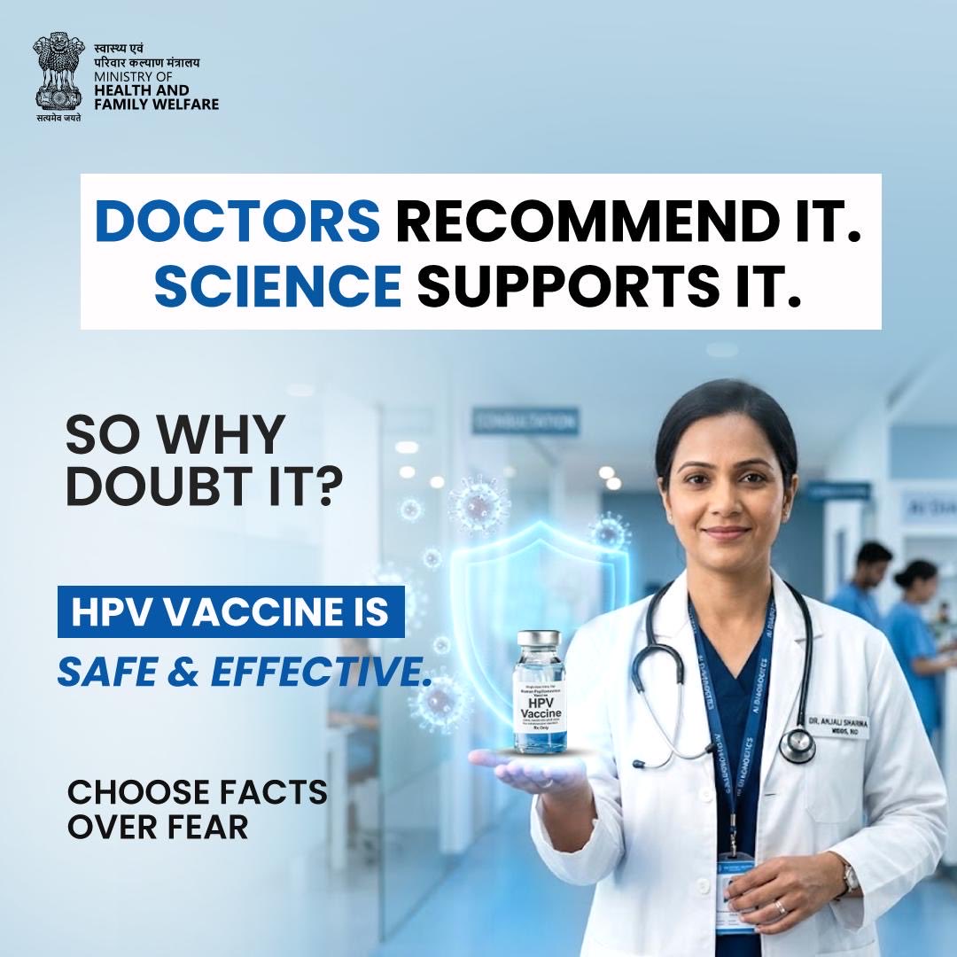 Cervical Cancer is preventable.

The HPV vaccine offers safe and effective protection against cervical cancer.

Backed by doctors. Proven by science.
Now it’s your choice—facts or fear?

#CervicalCancerPrevention
#CervicalCancer
