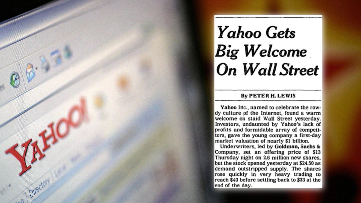 On this day in 1996, Yahoo! goes public with the 3rd highest first day ...
