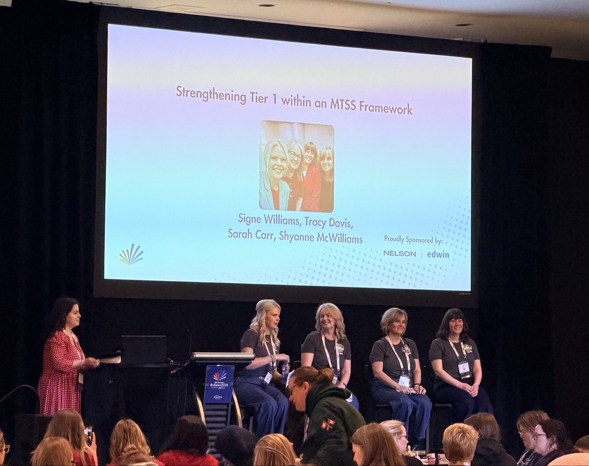 TeacherMomOfTwo's tweet photo. Strengthening Tier 1 within an MTSS Framework with Sarah Carr, Tracy Davis, Shyanne McWilliams and Signe Williams.

#LitLearn2026 https://t.co/cc3GZ3wWrR