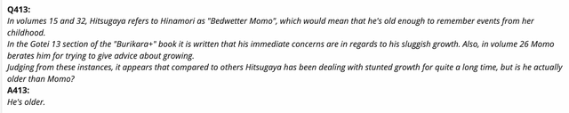 LawOfClonoth's tweet photo. @RANBY0 @WhatTheFebass @ByRuben5_ Hitsugaya was confirmed to be older than Hinamori. And we know Hinamori is at least around the same range as Renji, Rukia etc. https://t.co/m2gi6Rqk27