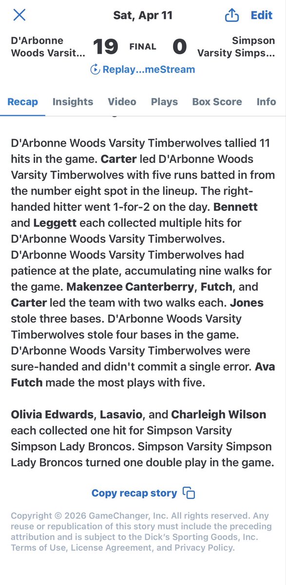 DWCS_SOFTBALL's tweet photo. https://t.co/xRfJ33Ybi1