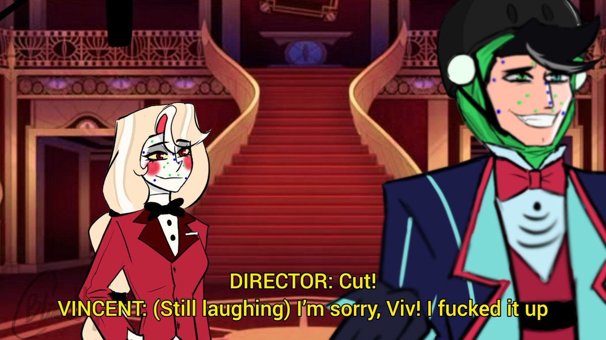 BlindlyCeci's tweet image. When you leak your character's deadname before Alastor does
#hellywoodAU #hazbinhotel #vincentwhittman
