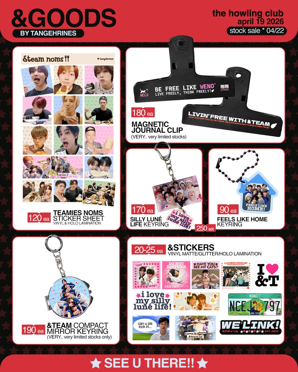 &amp;TEAM collection
by <a href="/tangehrines/">xia</a> 🐺★

for #TheHowlingClub (<a href="/thehowlingclub/">👩‍🎨</a>) 🎨💌
→ april 19 * 11AM-2PM | K:ITA Cafe
🚚 stock sale on april 22 ~ onwards

kita kits LUNÉ!!!!🐾