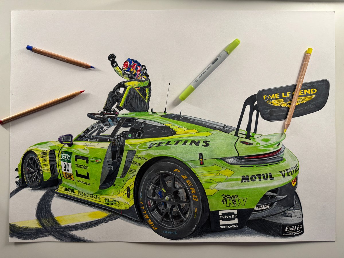 Woidherr90's tweet image. The Grello Porsche is finally finished. 🏁✍️
What do you think — how would you rate it from 1–10? 👇

Pre-orders for limited prints will be opening soon.

#RacingArt #MotorsportArt #DTM #racing #art @manthey_racing @AyhancanGuven